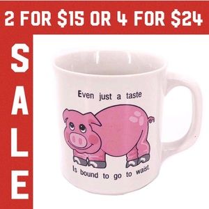 🔴 80s vintage funny pig coffee mug Even Just a Taste is Bound to go to W…